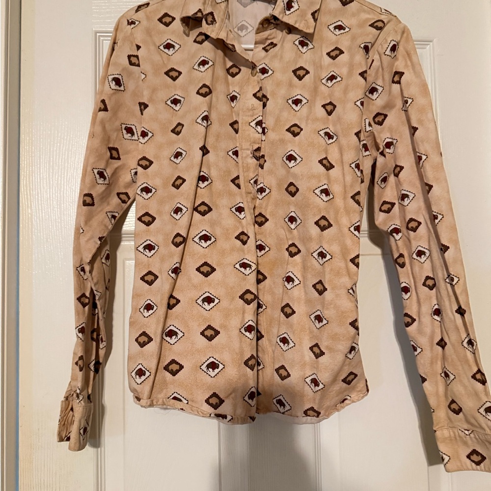 Panhandle Slim Tan Patterned Button Down Shirt
